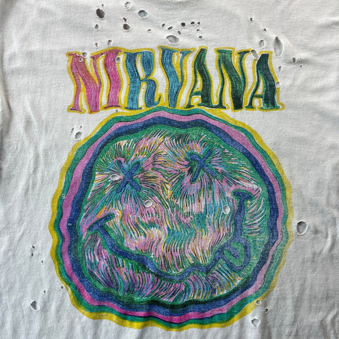 Nirvana Nevermind Distressed T Shirt S/M