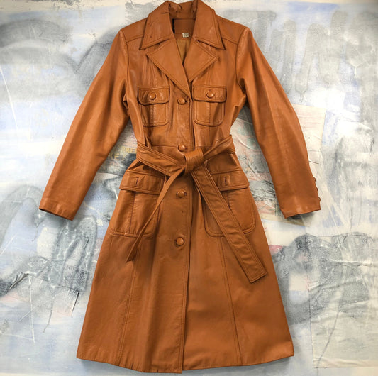 Leather Button Trench Coat