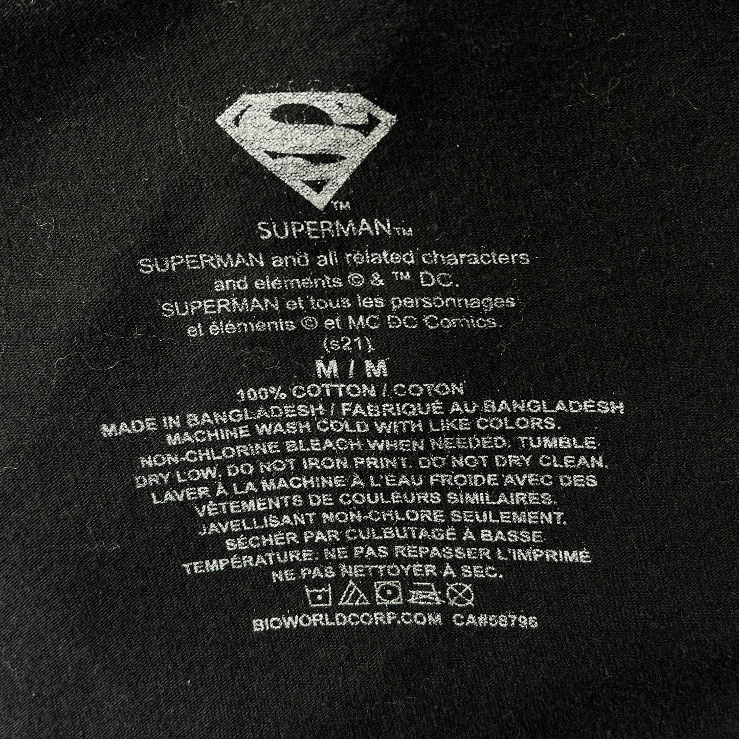 Superman All Black Logo T Shirt M