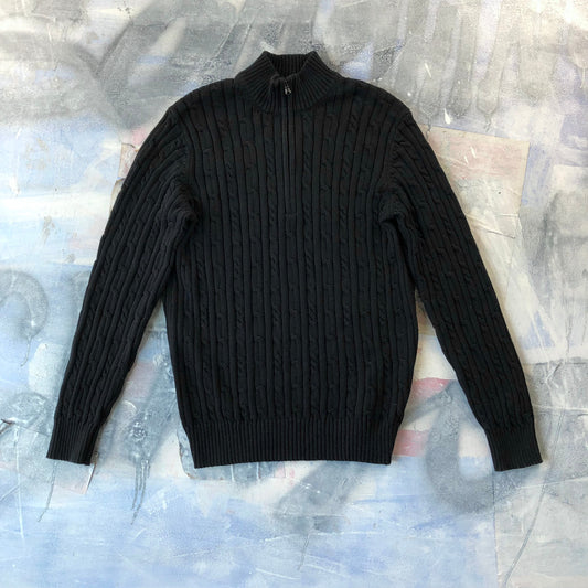 Izod Quarter Zip Knit Sweater L