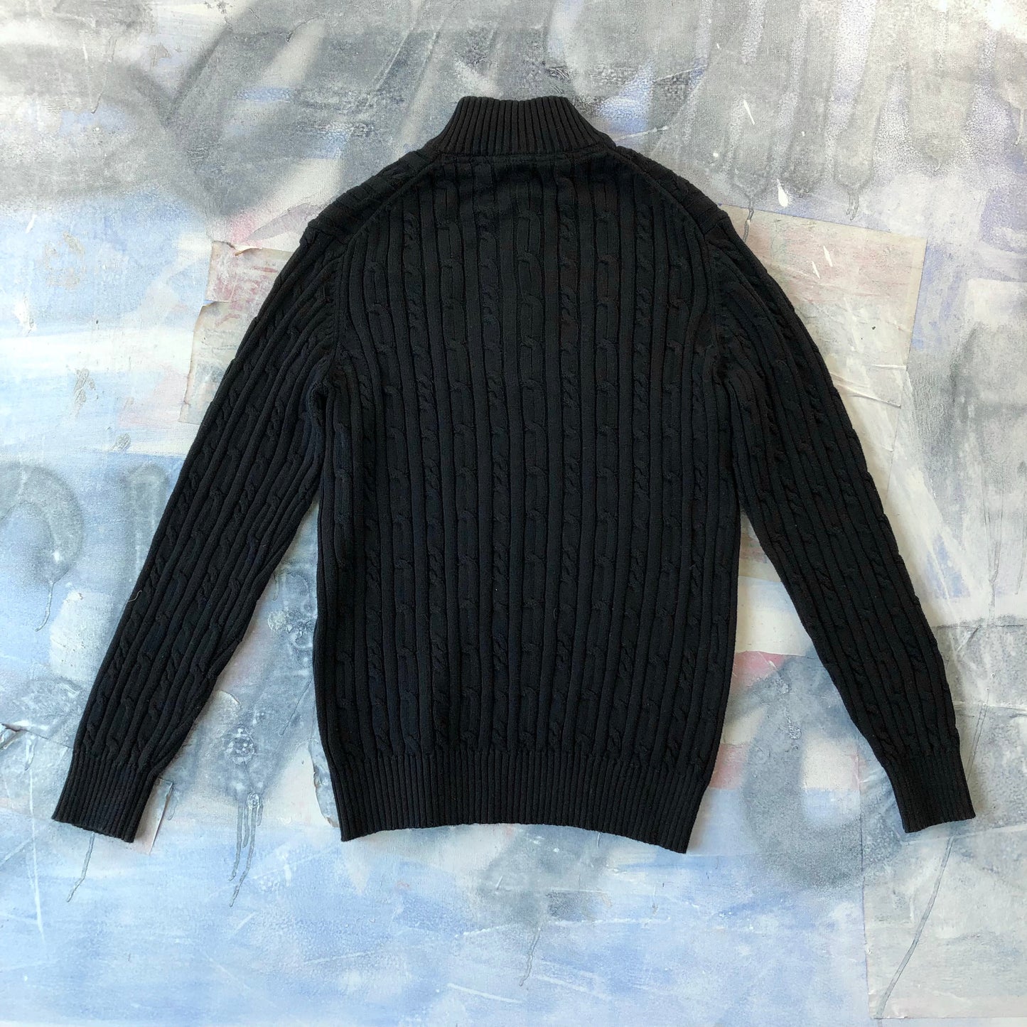 Izod Quarter Zip Knit Sweater L