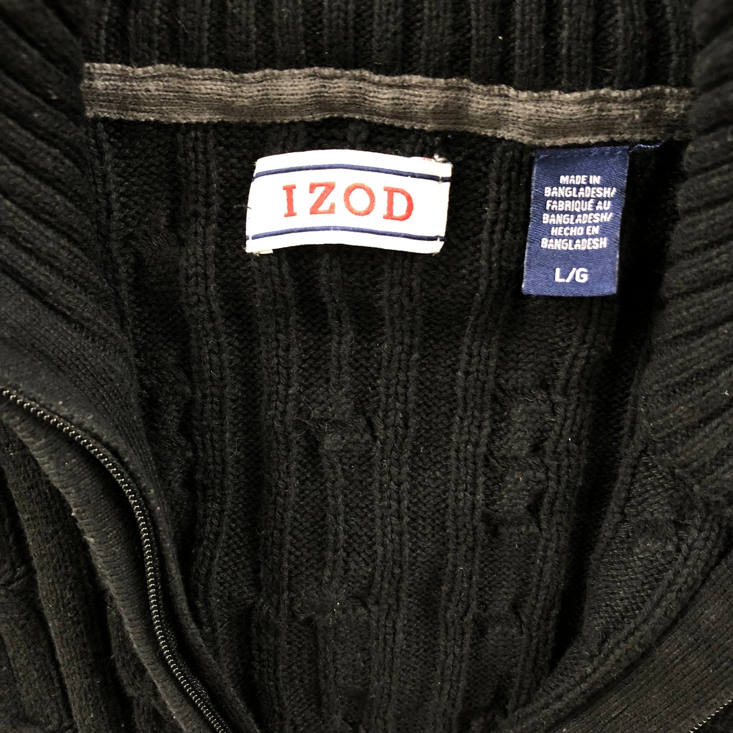 Izod Quarter Zip Knit Sweater L