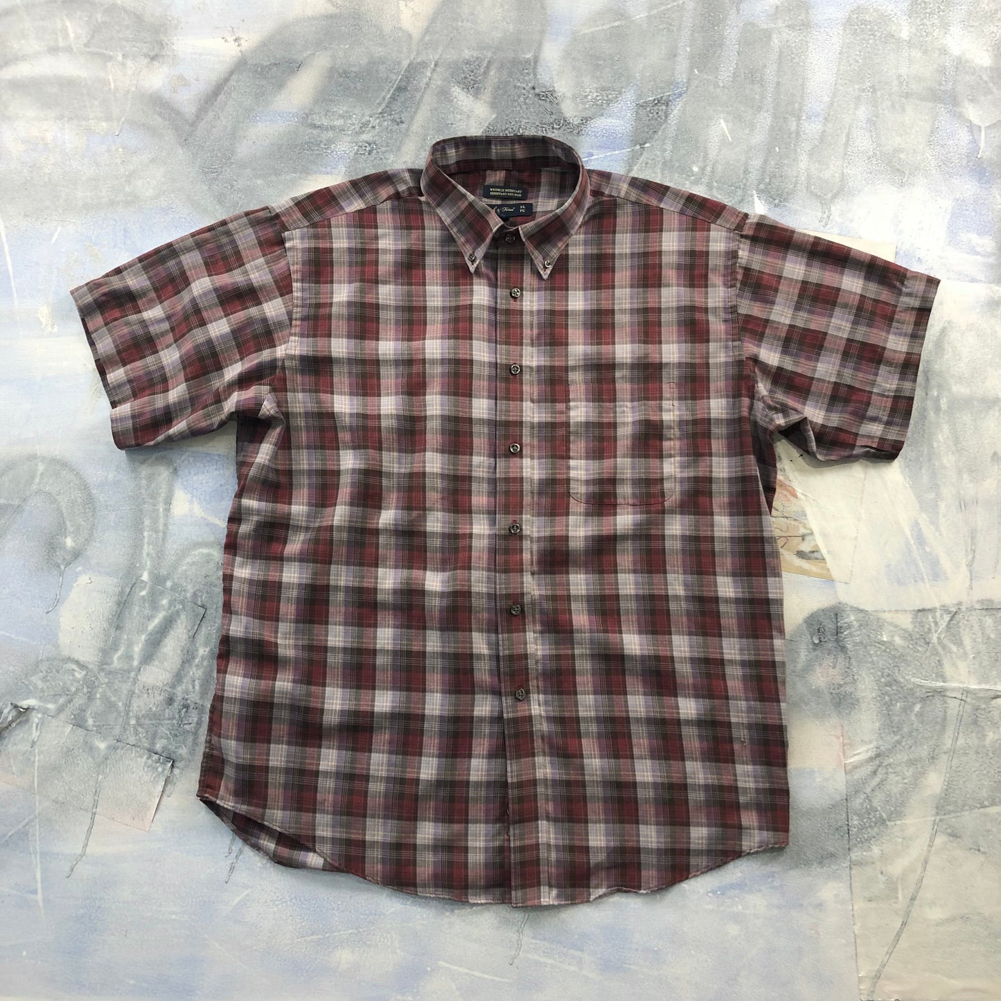 Joseph & Feiss Short Sleeve Plaid Button Shirt XL