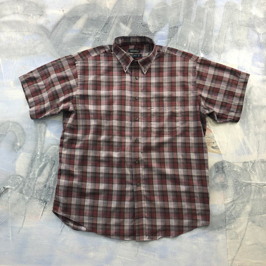 Joseph & Feiss Short Sleeve Plaid Button Shirt XL