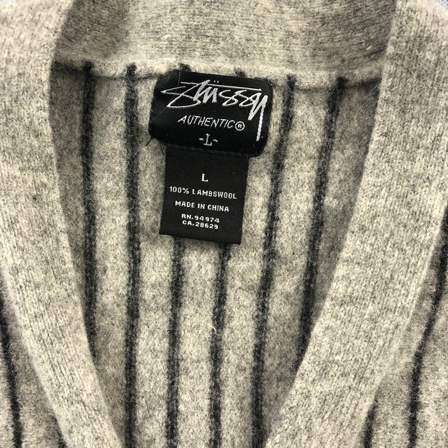 Stussy Authentic Wool Pin Stripe Cardigan L