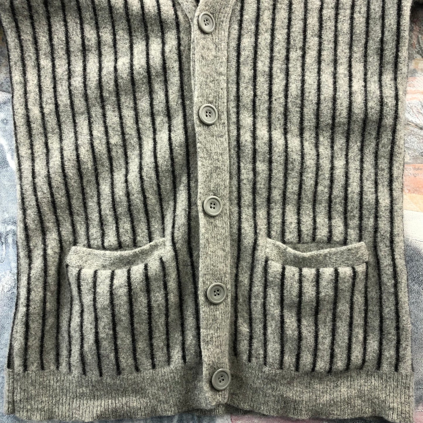 Stussy Authentic Wool Pin Stripe Cardigan L