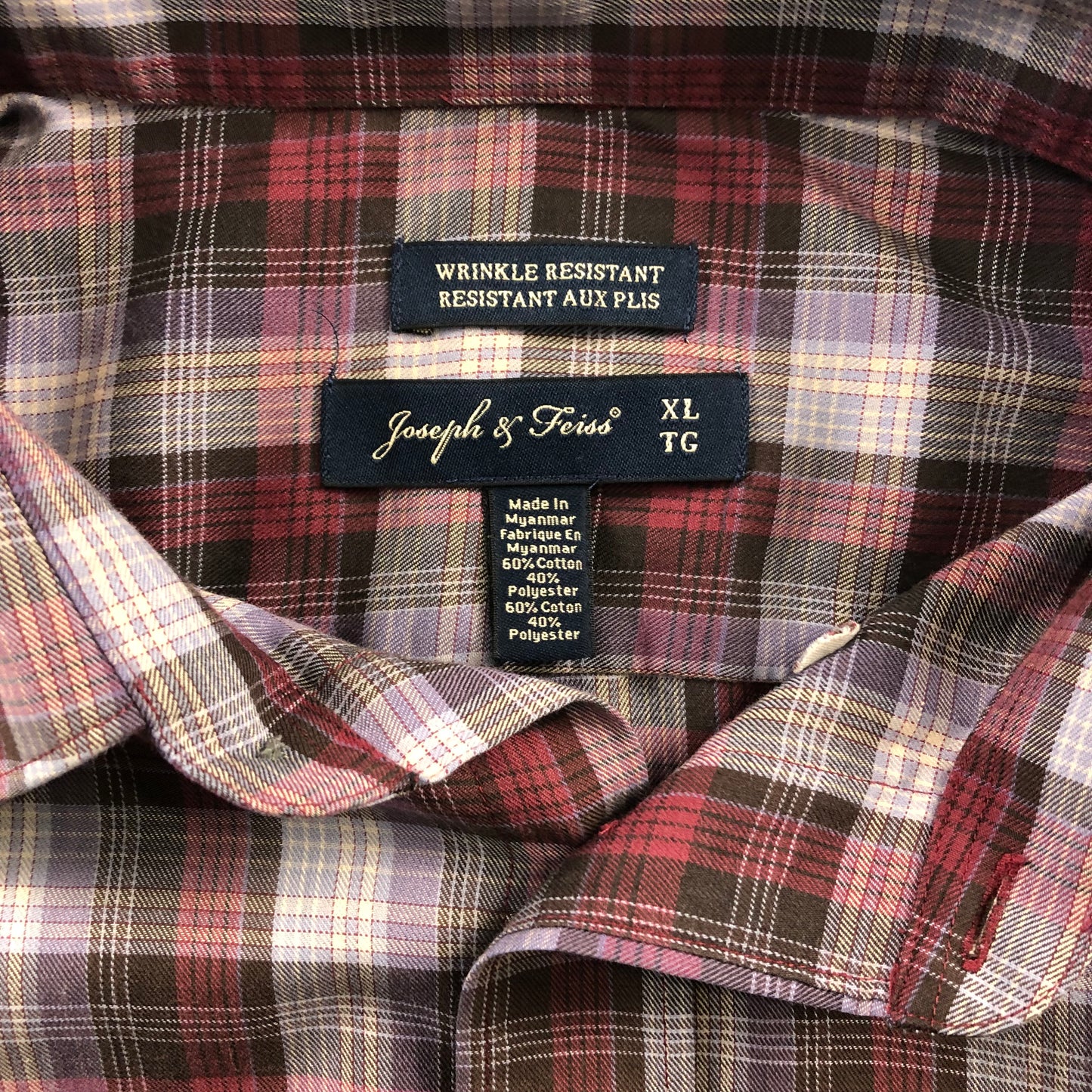 Joseph & Feiss Short Sleeve Plaid Button Shirt XL