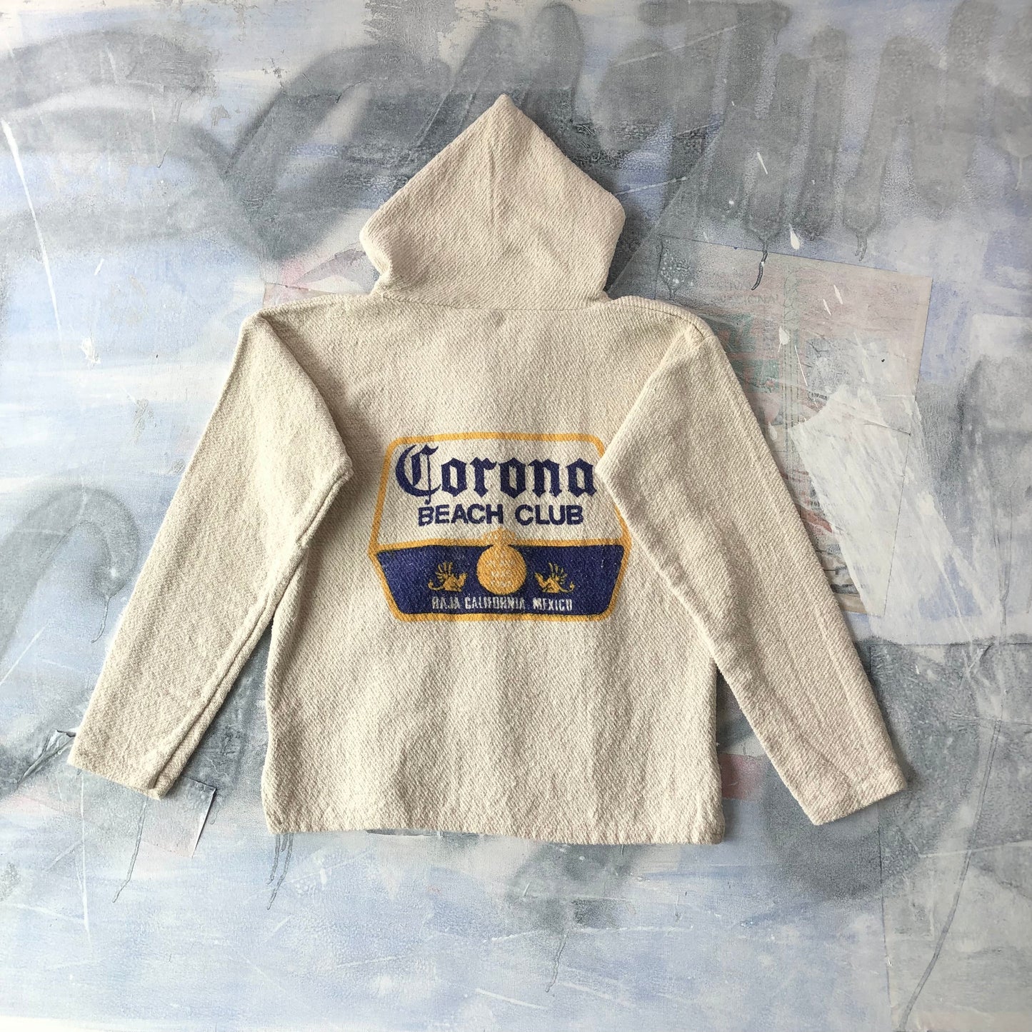 Corona Beach Club Baja California Burlap Hoodie Sweatshirt L