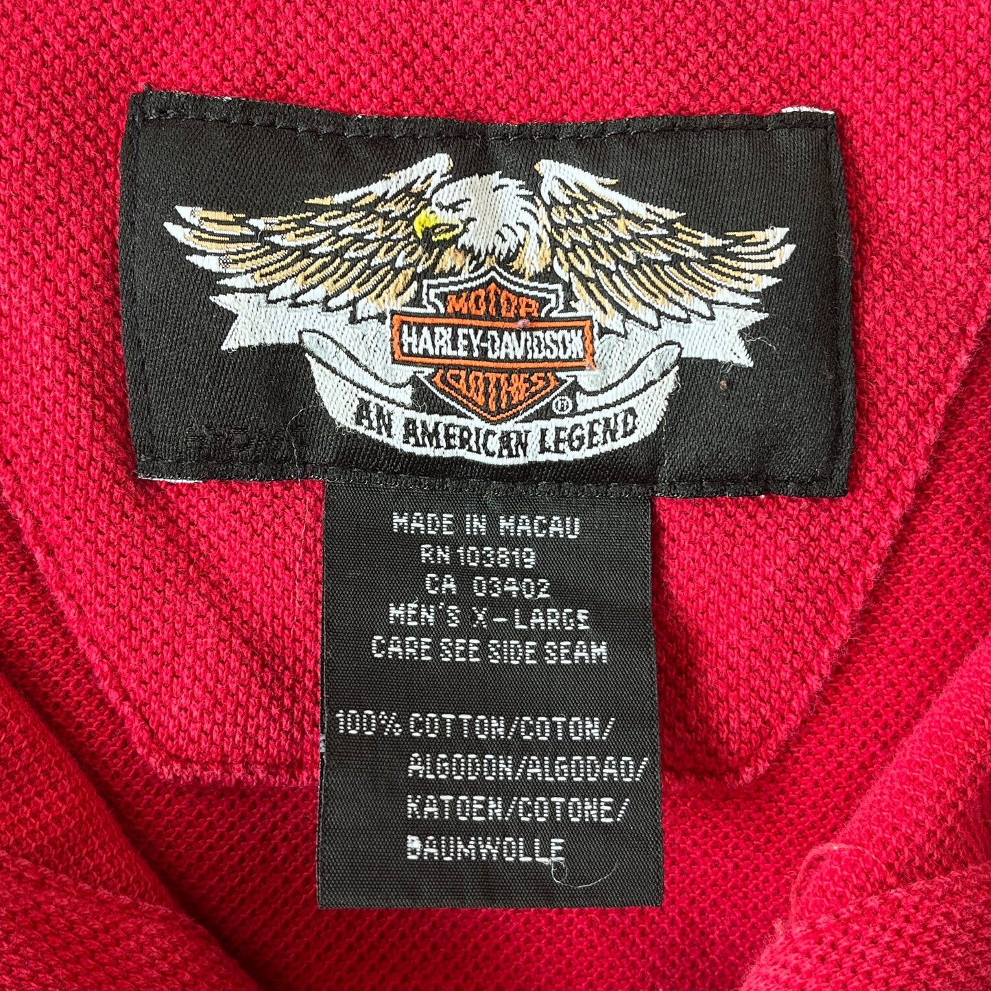 Harley Davidson Polo Button Shirt Short Sleeve XL