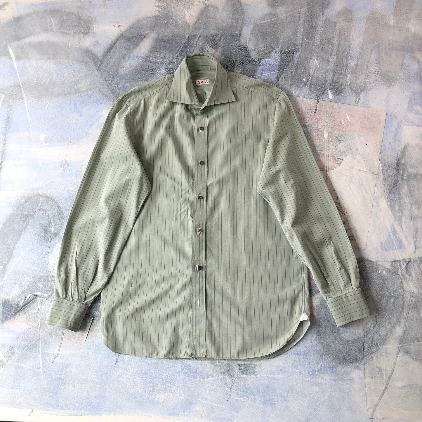 Isaia Stripe Button Shirt Long Sleeve