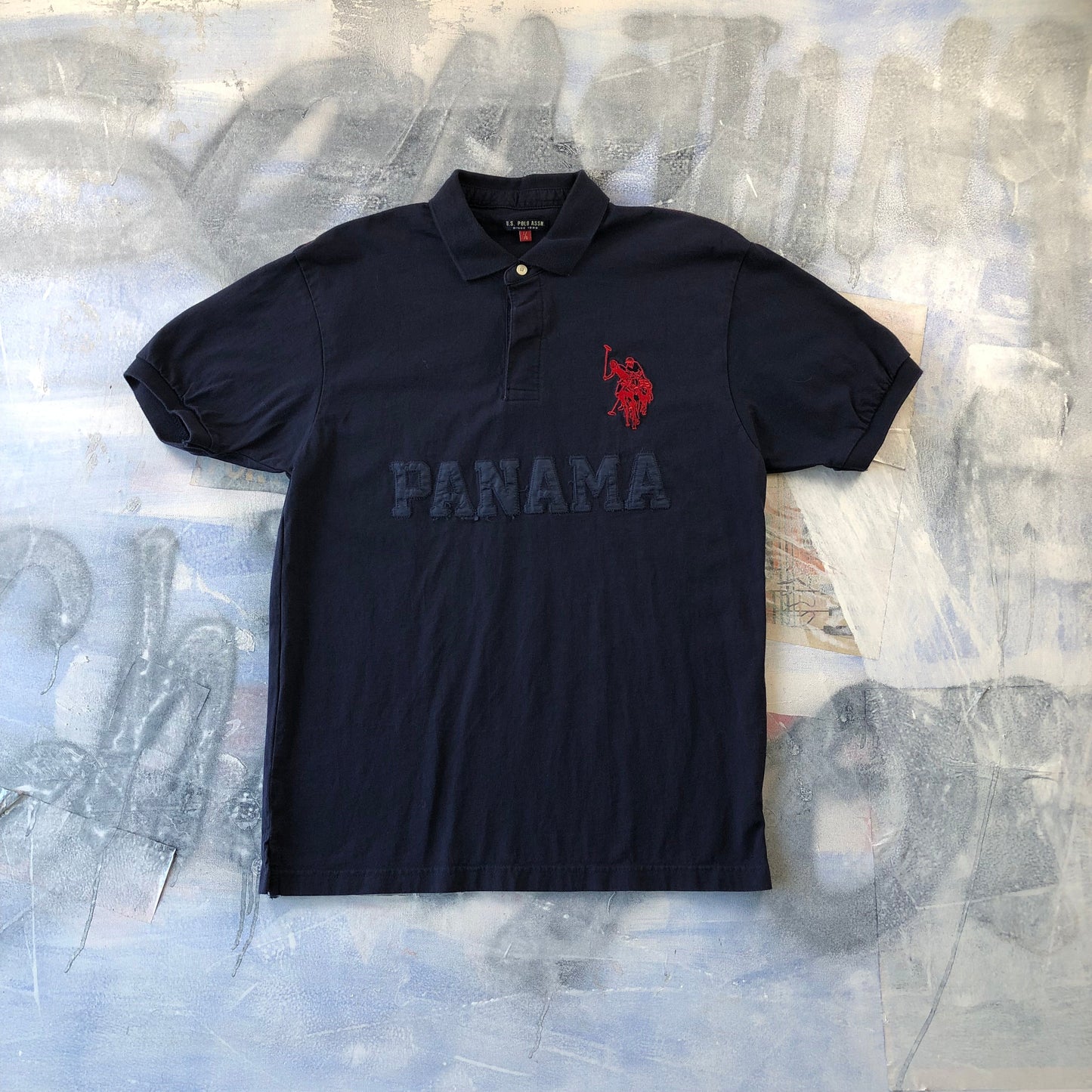 US Polo Assassin Panama Button Shirt Short Sleeve L